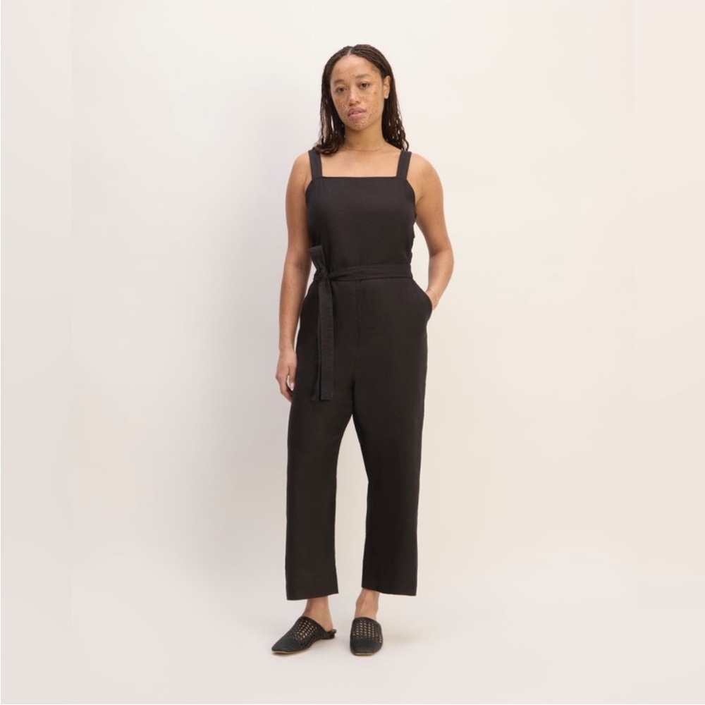 Everlane 100% linen black jumpsuit